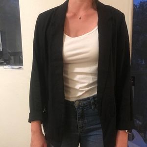 Black Linen Blend Blazer